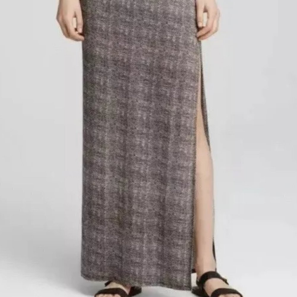 Joie Black White Micro Pattern Maxi Skirt Side Slit XS lightweight versatile
